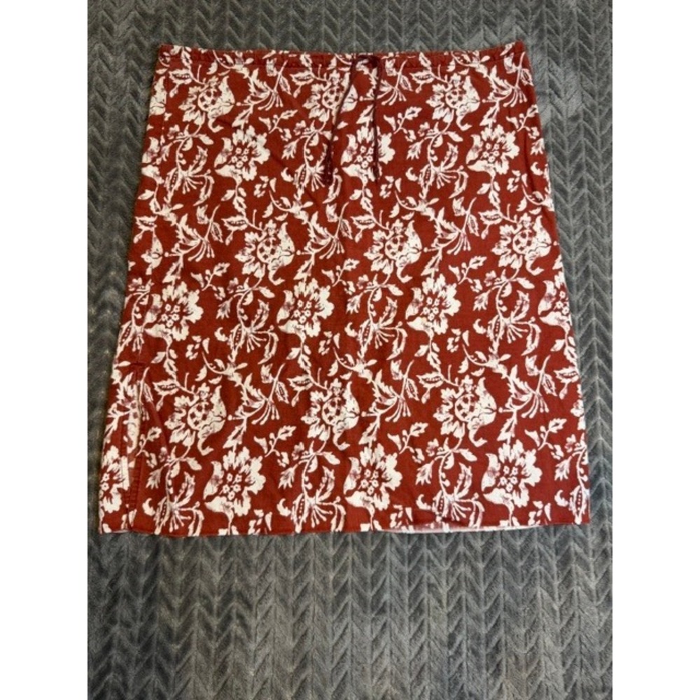 Abercrombie&Fitch Rust Red Floral Cotton Mini Skirt Drawstring Waist Small 0048